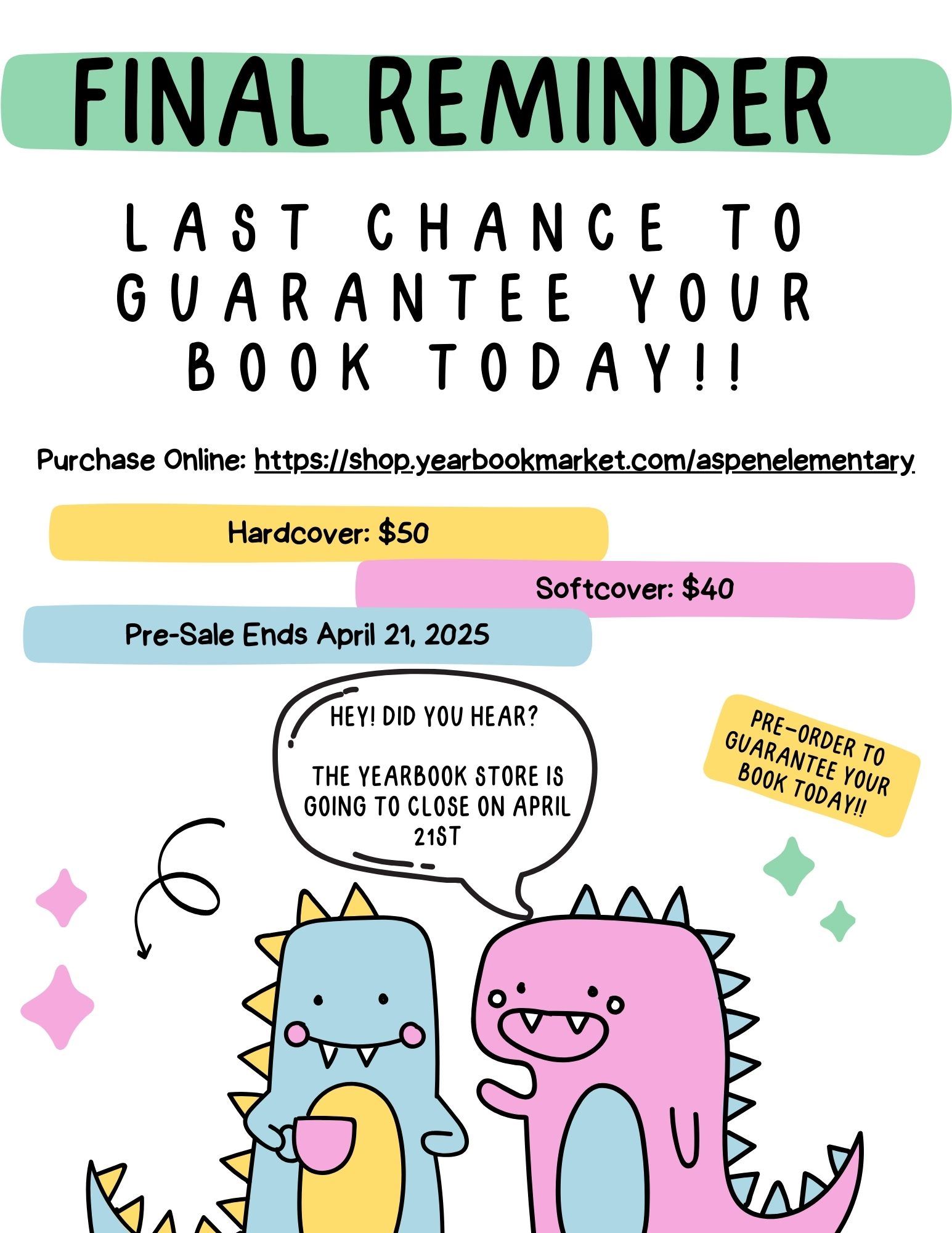  Last Chance to Order a Yearbook!